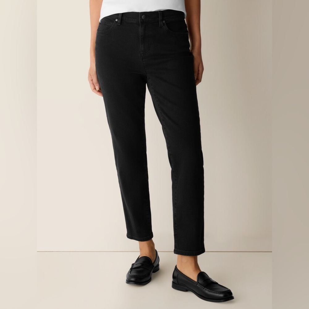 Eileen Fisher Women's Organic Cotton Stretch Denim Jean Black size L